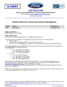 2023MY Super Duty pickup box delete and removal bulletin from Ford